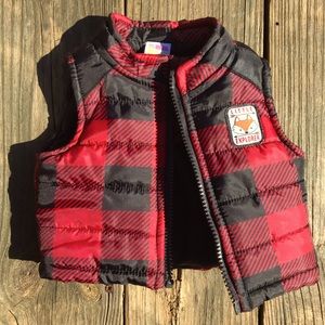 Newborn buffalo check puffer vest